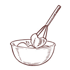 泡立てるイラストの線画