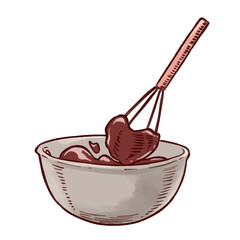 チョコレートクリームを泡立てるイラスト
