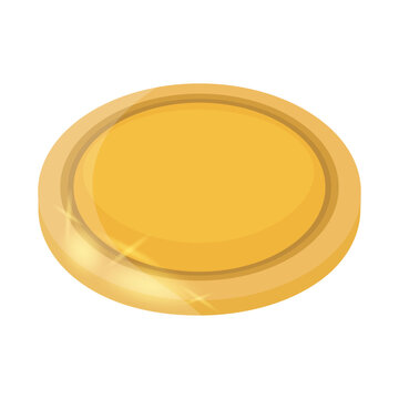 Gold coin icon isolated on transparent and white background. Close-up element for design decoration for the holiday of St. Patrick's Day. Vector cartoon illustration. Money.