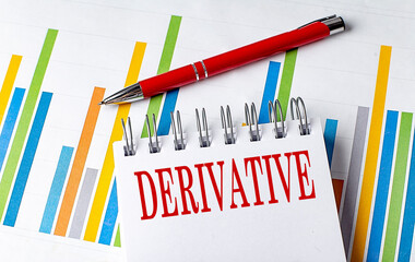 DERIVATIVE text on a notebook with chart and pen business concept