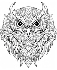a lovely illustration of a drawing in the shape of an owl's head, owl mandala, creative design, Ai Generative