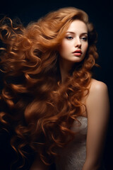 Woman with long red hair is posing for picture.