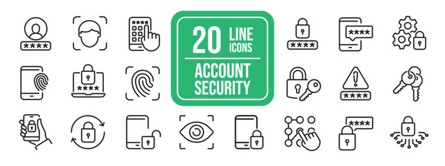Account security thin line icons. Editable stroke. For website marketing design, logo, app, template, ui, etc. Vector illustration.