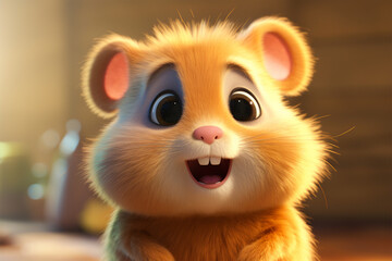 cartoon illustration of a cute hamster smiling