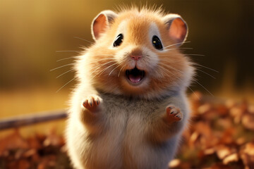 cartoon illustration of a cute hamster smiling - obrazy, fototapety, plakaty