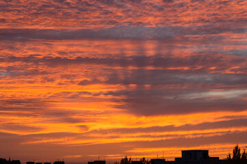 Obraz premium Megapolis. Red sunset over the city