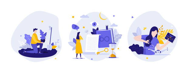 Set Of 3 Business Character Illustrations © AKrasov