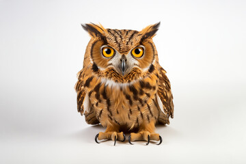Owl Portrait Isolated White Background