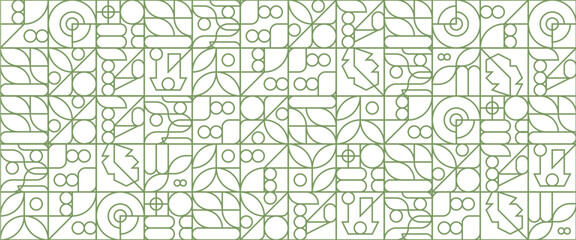 Green and white vector abstract banners with outline nature mosaic geometric design. Fresh organic background. Minimalist environment shape texture, geometry collage.