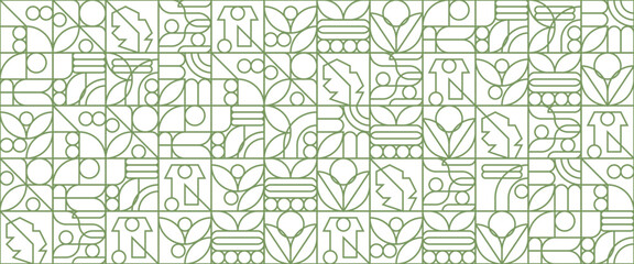 Geometric eco green outline mosaic pattern. Abstract food fruit plant simple shapes, minimal natural agriculture banner. Vector design