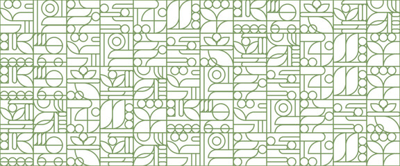 Green and white vector modern banners with abstracts outline nature shapes geometric mosaic. Abstract eco agriculture banner background. Vector design