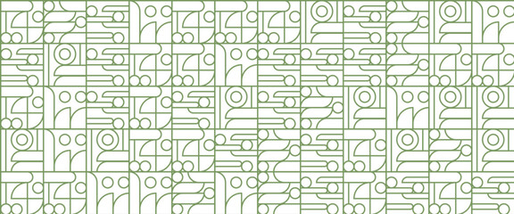 Green and white abstract geometric vector pattern mosaic outline nature shapes banner. Geometric organic nature outline mosaic banner