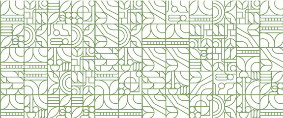 Fototapeta na wymiar Green and white vector abstract banners with outline nature mosaic geometric design. Abstract eco agriculture banner background. Vector design