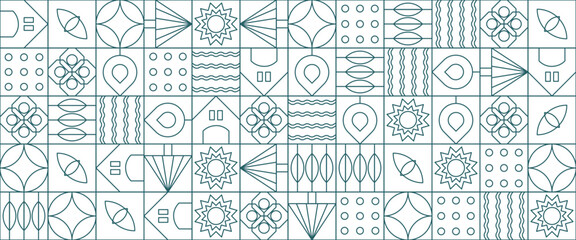 Green and white vector modern banners with abstracts outline nature shapes geometric mosaic