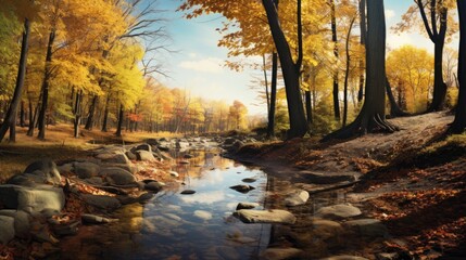 Golden Autumn Vibes: Scenic Landscape for Desktop Wallpaper and Backdrop