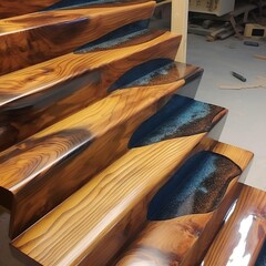 Epoxy wood stairs, individual pieces