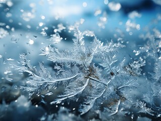 Glass adorned with frost as a decorative background