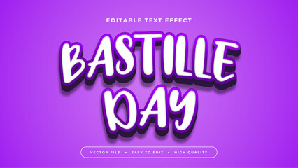 White and purple violet bastille day 3d editable text effect - font style