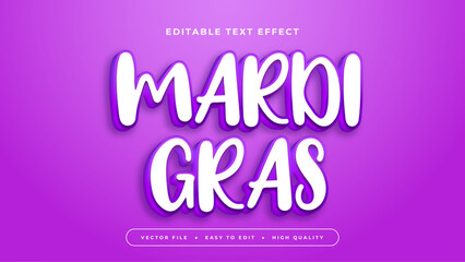 White and purple violet mardi gras 3d editable text effect - font style