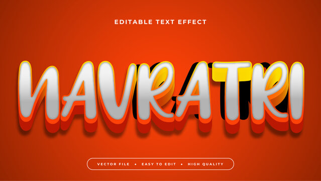 Red yellow and gray grey navratri 3d editable text effect - font style