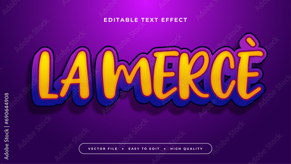 Poster Yellow and purple violet la merce 3d editable text effect - font style