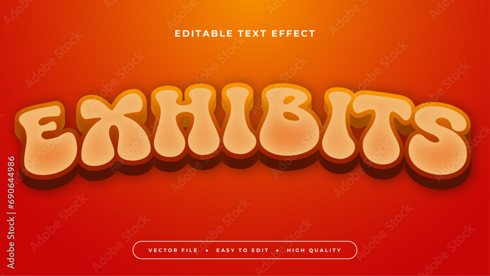 Poster Brown orange and red exhibits 3d editable text effect - font style