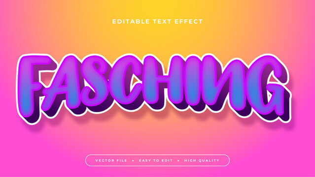 Pink yellow and purple violet fasching 3d editable text effect - font style