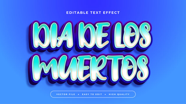 Blue and white dia de los muertos 3d editable text effect - font style