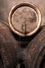 Old vintage wine barrels, Wine Barrels in Cellar