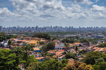 The metropolis with its imposing architecture makes up the urban landscape of Recife, the capital...