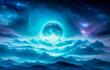 Naklejka na ściany i meble Holding dwarf fading star space nebula heaven clouds