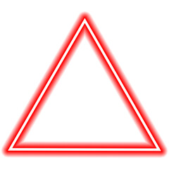 Icono triangulo con resplandor de luz roja neón sin fondo 