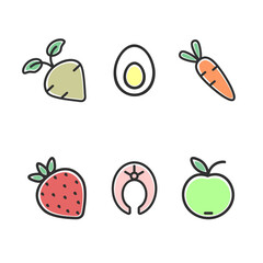 Food line icons. Natural healthy food