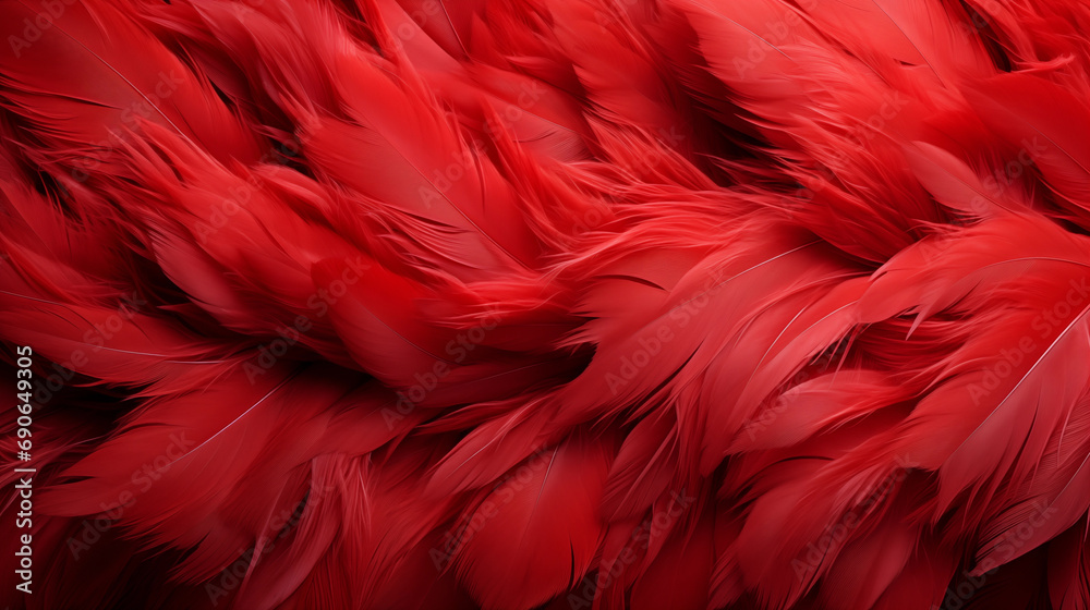 Aufkleber a background of red feathers, texture. generate ai