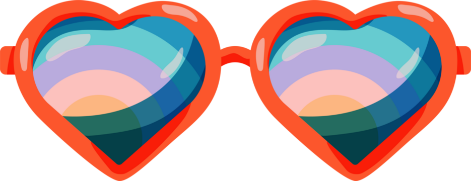 Groovy Sunglasses Set in Retro Hippie Style . Geometric Abstract Vector Eyewear in 1970s in Different Forms: Heart, Peace Symbol, Stars, Daisy Flowers for Print on T-Shirts, Cards, Creating Logo. 