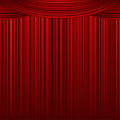 Red stage curtain for theater