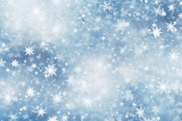 Delicate winter pattern with falling snow texture in subtle shades of blue and white