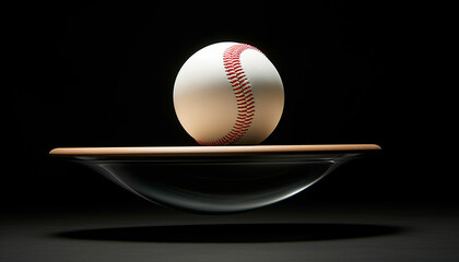 baseball levitating with anti gravity technology giving it a futuristic and otherworldly appearance