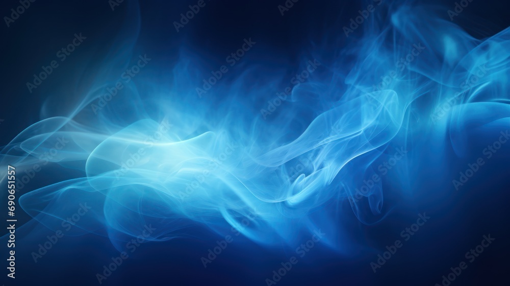 Poster abstract background of dark blue particles and soft blurred glow.