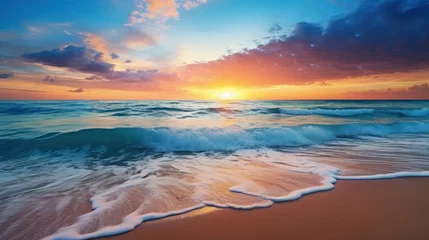 Foto op Plexiglas Bright sunrise seascape with blue sky © venusvi