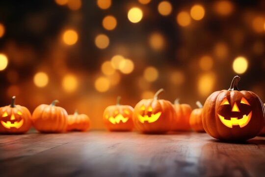 Happy halloween with pumpkin on bokeh background
