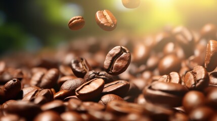 Roasting coffee beans that are selected for quality from fresh coffee beans.