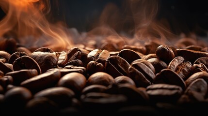 Roasting coffee beans that are selected for quality from fresh coffee beans. - obrazy, fototapety, plakaty