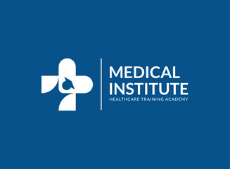 Elevate your brand with our Medical Institute Healthcare Logo Design Template. This seamless logo effortlessly blends professionalism with creativity, making it ideal for any academic, university,