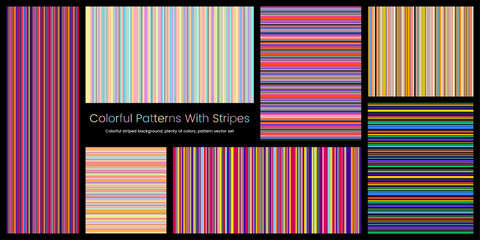 Colorful stripes set vertical horizontal line patterns collection layout background align - obrazy, fototapety, plakaty