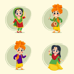 Vector illustration of indian lohri character set