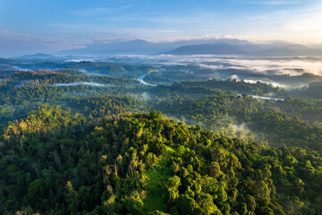 landscape of a valley with highway in the morning