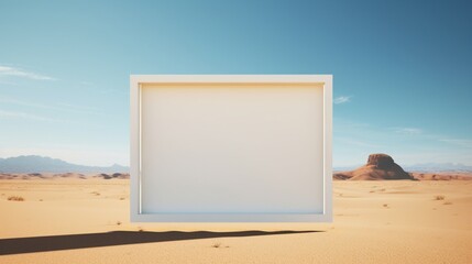 empty billboard on the beach  with  empty white mock up