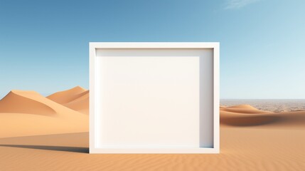 empty frame on the beach  with  empty white mock up
