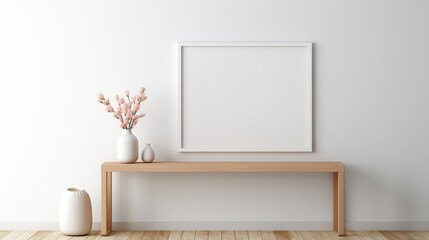 empty room with a white wall  with  empty white mock up